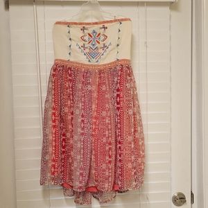 Flying Tomato geometric strapless minidress